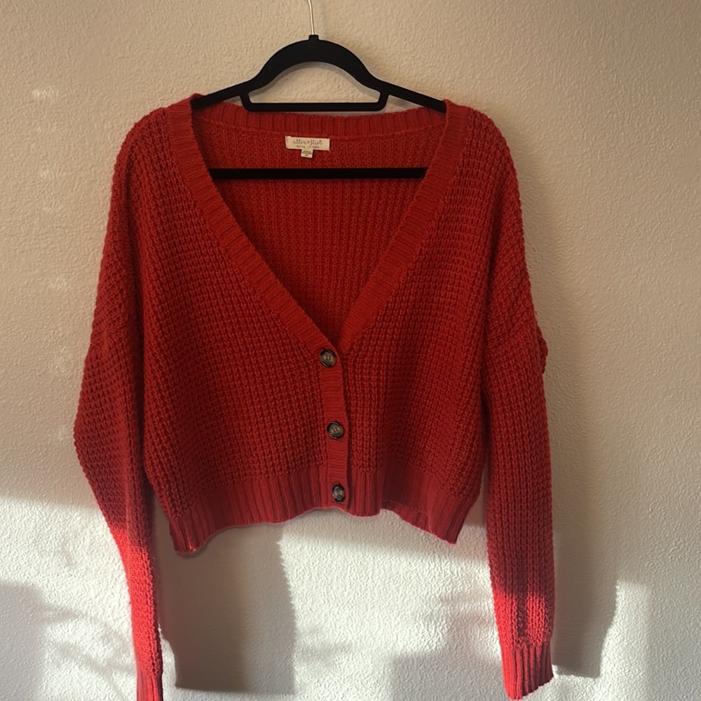 Red cropped blouse